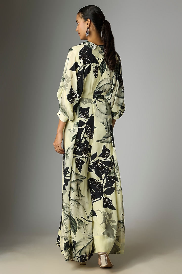 Off-White Crepe Printed Kimono Jumpsuit by Nupur Kanoi at Pernia's Pop Up Shop