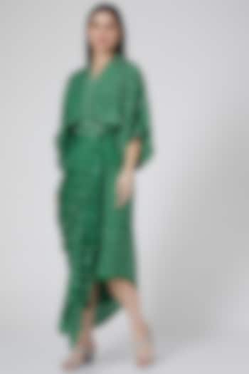 Green Printed Wrap Dress by Nupur Kanoi
