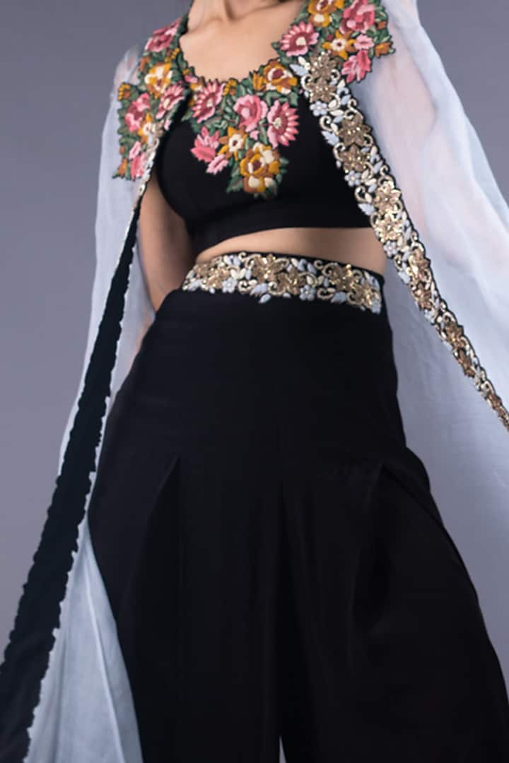 Black Embroidered Pant Set by Nupur Kanoi at Pernia's Pop Up Shop