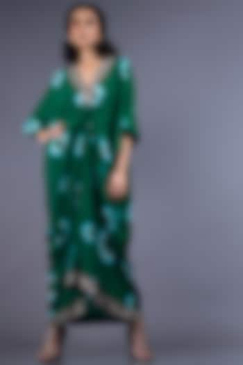 Green Embroidered Shibori Dress by Nupur Kanoi