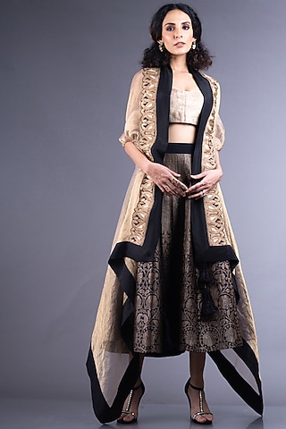 Black & Golden Embroidered Lehenga Set by Nupur Kanoi