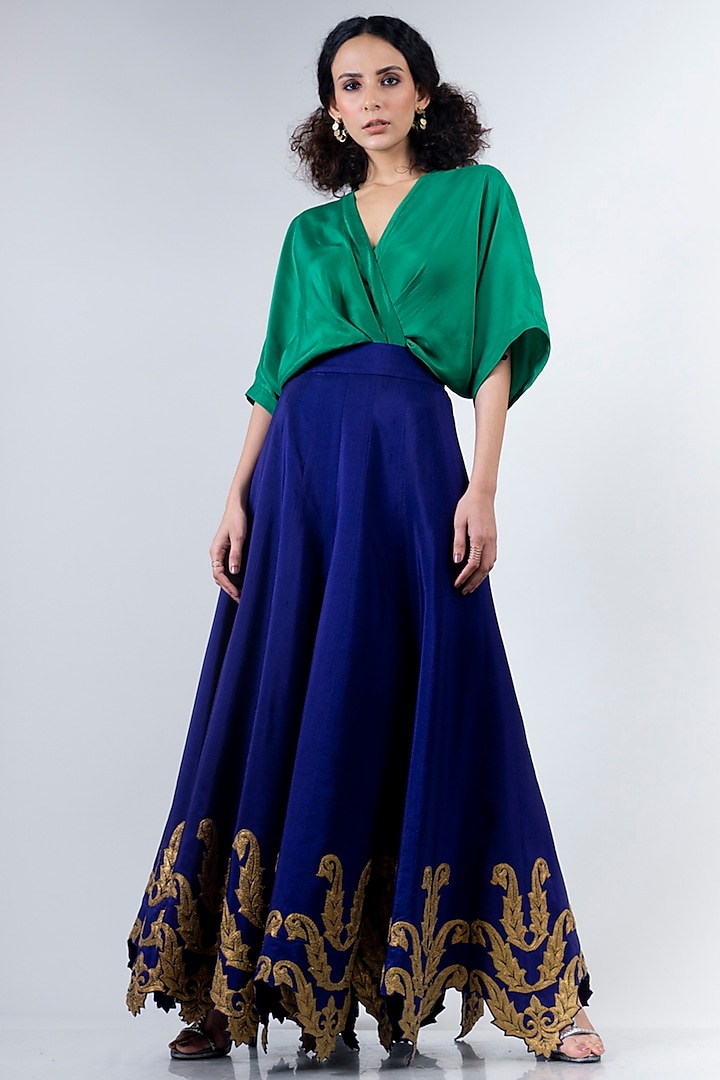 Green & Blue Lehenga Dress by Nupur Kanoi