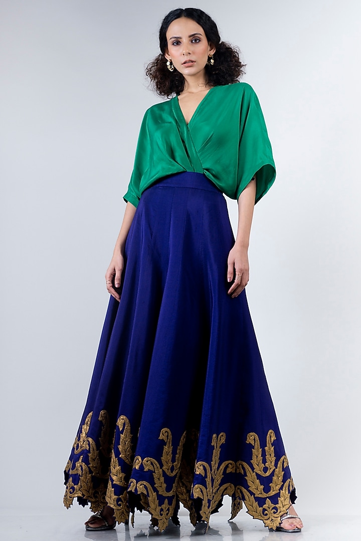 Green & Blue Wedding Lehenga Dress by Nupur Kanoi at Pernia's Pop Up Shop