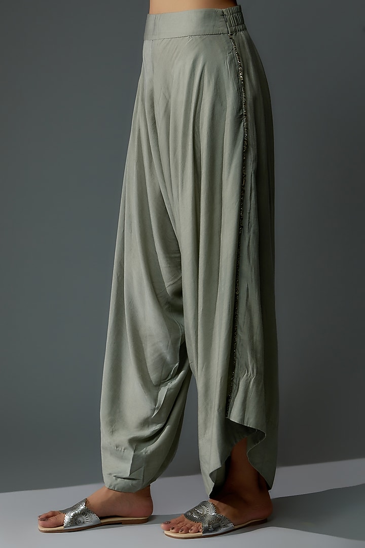 Pista Green Silk Hand Embroidered Cape Set by Nupur Kanoi at Pernia's Pop Up Shop