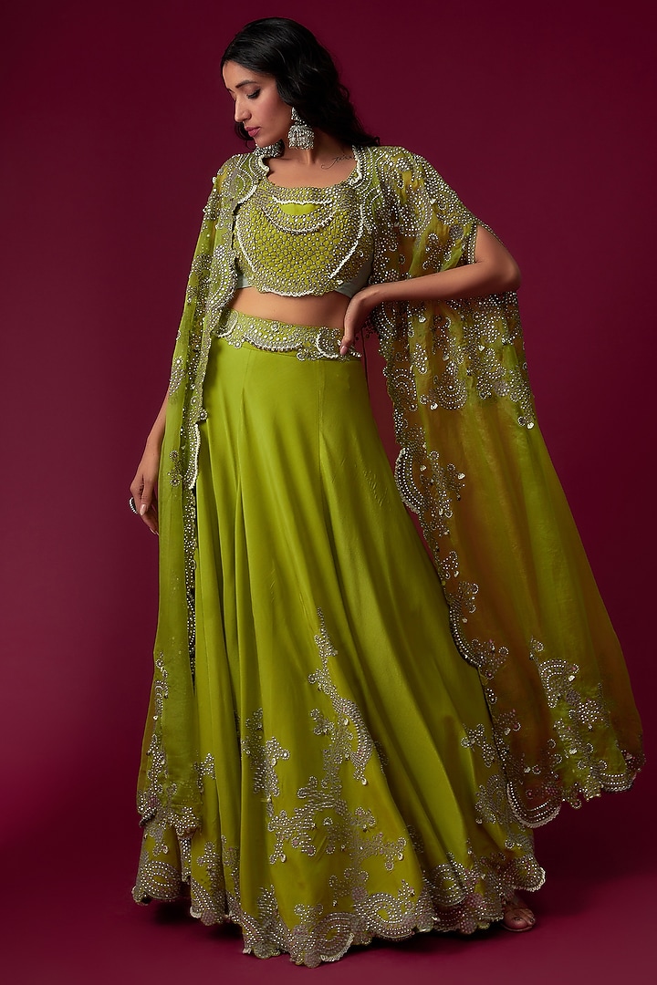 Pista Georgette Embroidered Cape Set by Nupur Kanoi at Pernia's Pop Up Shop