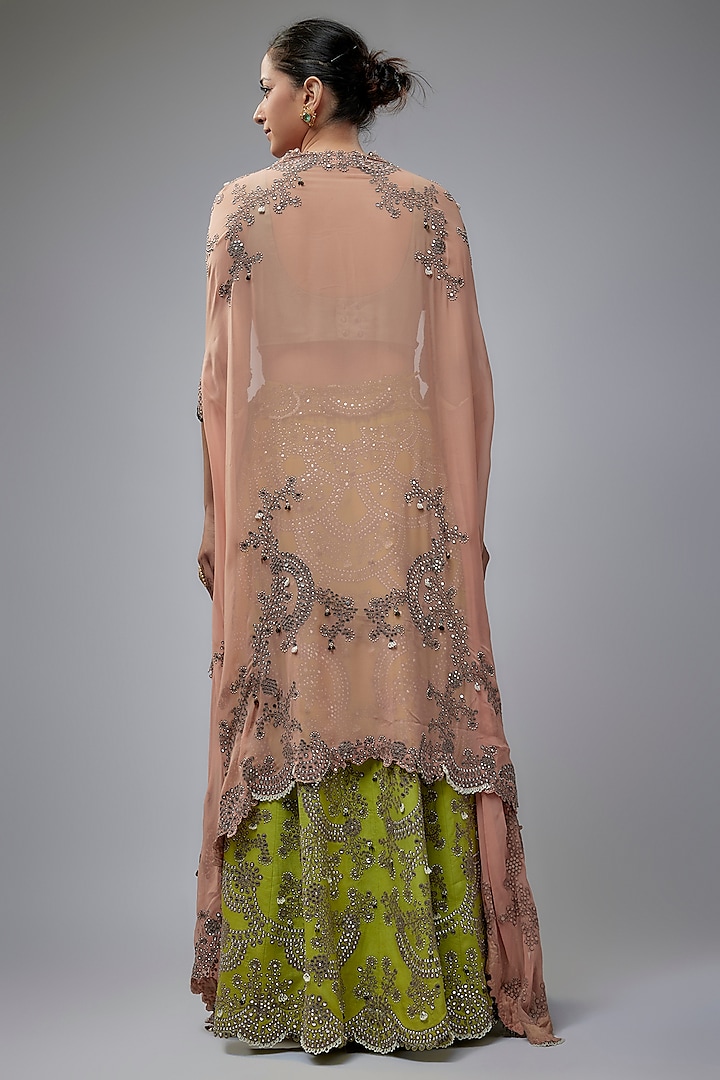 Pista Green Silk & Crepe Hand Embroidered Bridal Lehenga Set by Nupur Kanoi at Pernia's Pop Up Shop