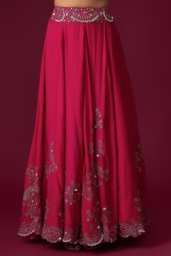 Fuchsia Crepe Embroidered Bridal Lehenga Set by Nupur Kanoi at Pernia's Pop Up Shop