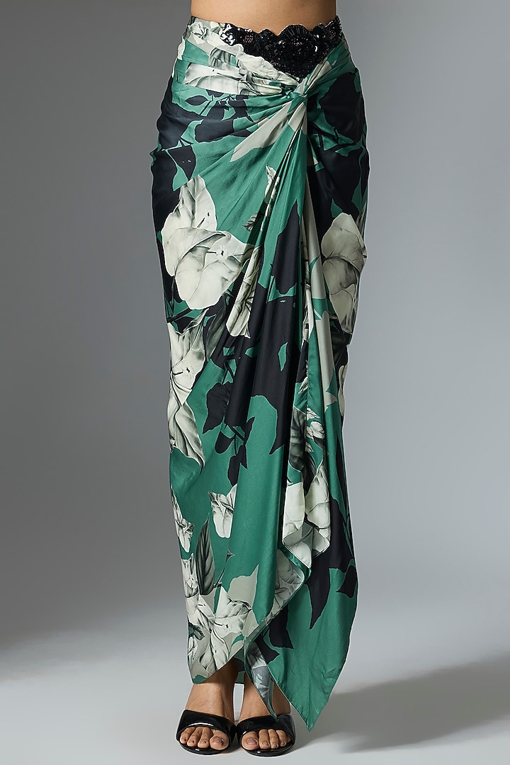 Teal Organza Printed Cape Set by Nupur Kanoi at Pernia's Pop Up Shop