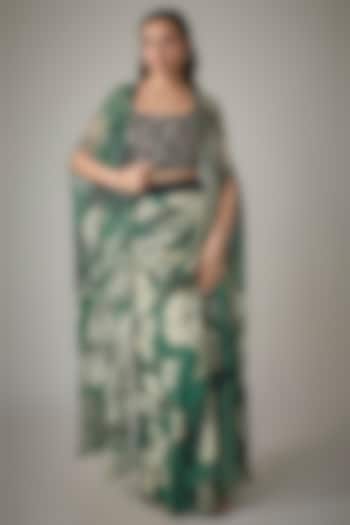 Teal Georgette Digital Printed Skirt Set by Nupur Kanoi at Pernia's Pop Up Shop