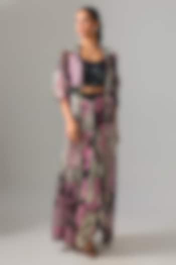 Old Rose Organza Printed Jacket Set by Nupur Kanoi at Pernia's Pop Up Shop