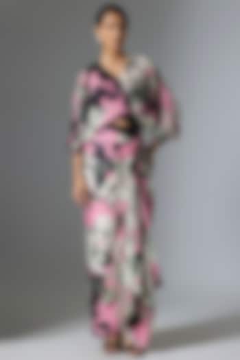 Old Rose Crepe & Satin Printed Skirt Set by Nupur Kanoi at Pernia's Pop Up Shop