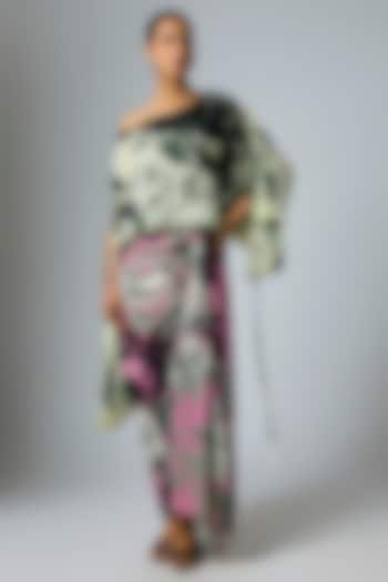 Old Rose & Off-White Crepe Printed Cocktail Dress by Nupur Kanoi at Pernia's Pop Up Shop