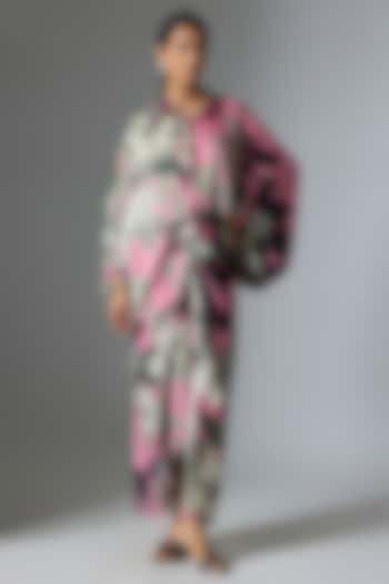 Old Rose Satin Printed Skirt Set by Nupur Kanoi at Pernia's Pop Up Shop