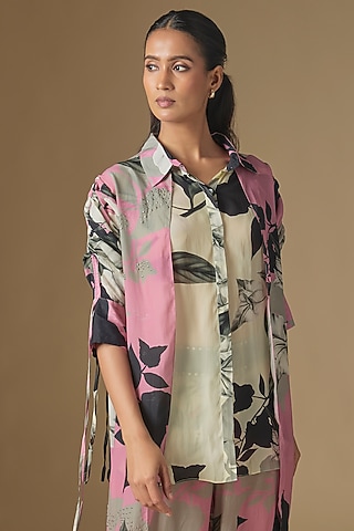 Old Rose Crepe Digital Printed Shirt by Nupur Kanoi
