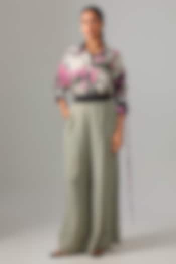 Grey Crepe Pant Set by Nupur Kanoi at Pernia's Pop Up Shop