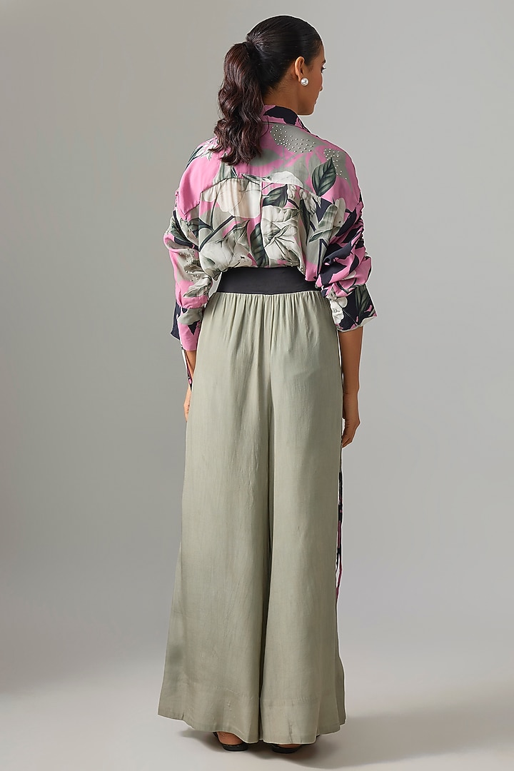 Grey Crepe Pant Set by Nupur Kanoi at Pernia's Pop Up Shop