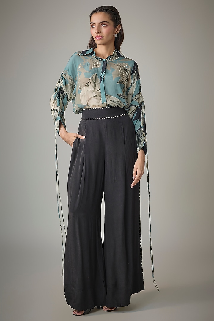 Black Crepe Pant Set by Nupur Kanoi at Pernia's Pop Up Shop