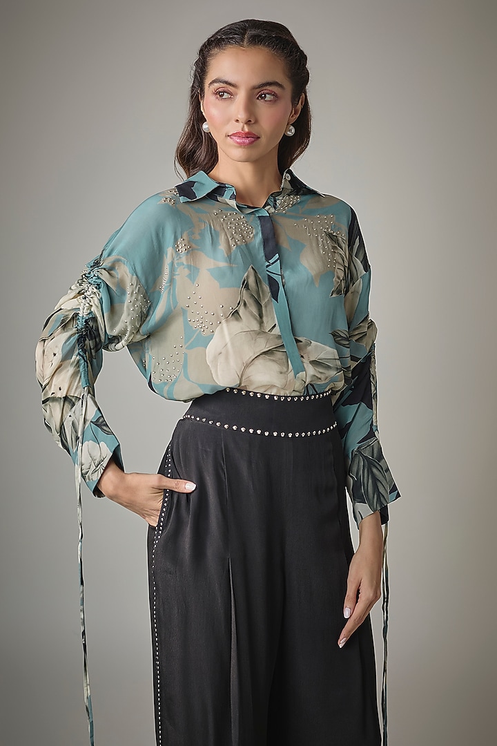 Black Crepe Pant Set by Nupur Kanoi at Pernia's Pop Up Shop