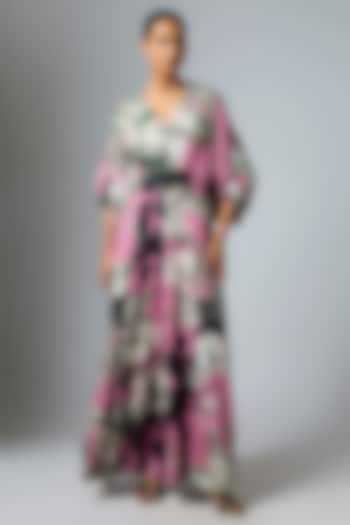 Old Rose Crepe Printed Kimono Jumpsuit by Nupur Kanoi at Pernia's Pop Up Shop