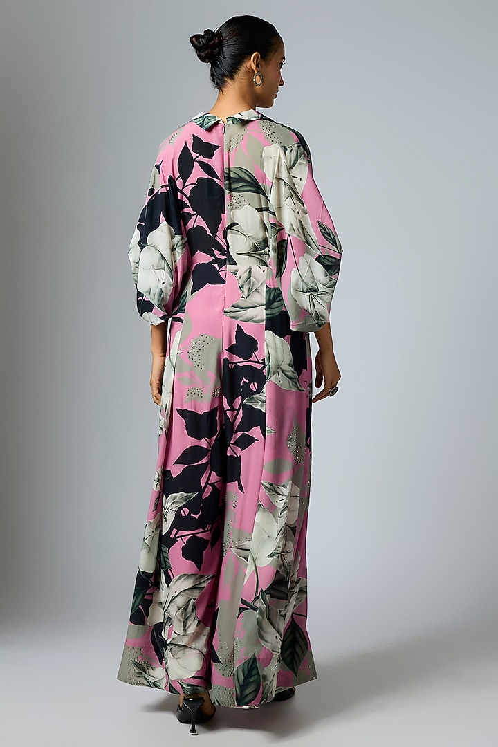Old Rose Crepe Printed Kimono Jumpsuit by Nupur Kanoi at Pernia's Pop Up Shop