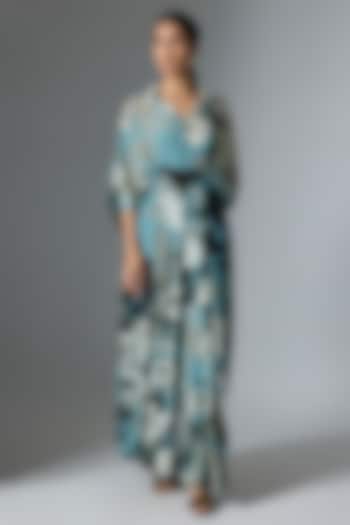 Sky Blue Crepe Printed Jumpsuit by Nupur Kanoi at Pernia's Pop Up Shop