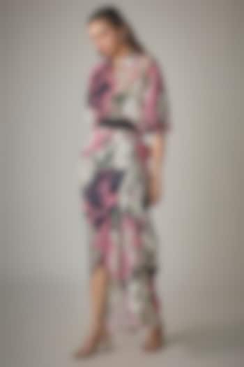 Old Rose Satin Digital Printed Fish-Cut Skirt Set by Nupur Kanoi at Pernia's Pop Up Shop