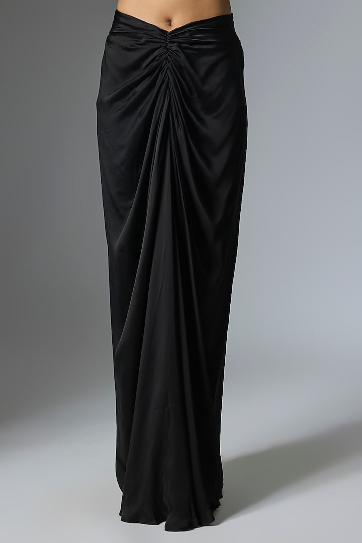 Black Satin Printed & Embellished Skirt Set by Nupur Kanoi at Pernia's Pop Up Shop
