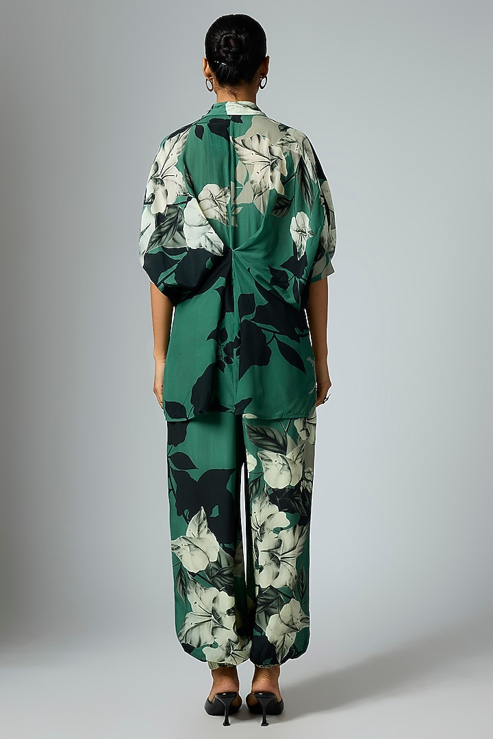Teal Crepe Printed Co-Ord Set by Nupur Kanoi at Pernia's Pop Up Shop