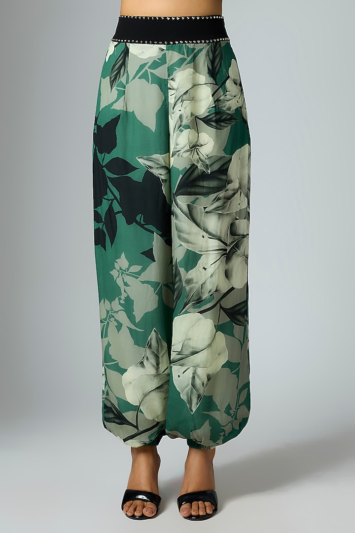 Teal Crepe Printed Co-Ord Set by Nupur Kanoi at Pernia's Pop Up Shop