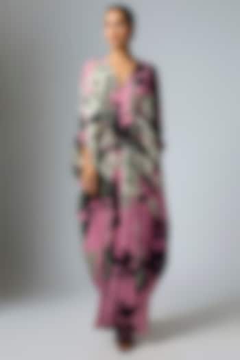 Old Rose Crepe Printed Kaftan Cocktail Dress by Nupur Kanoi at Pernia's Pop Up Shop