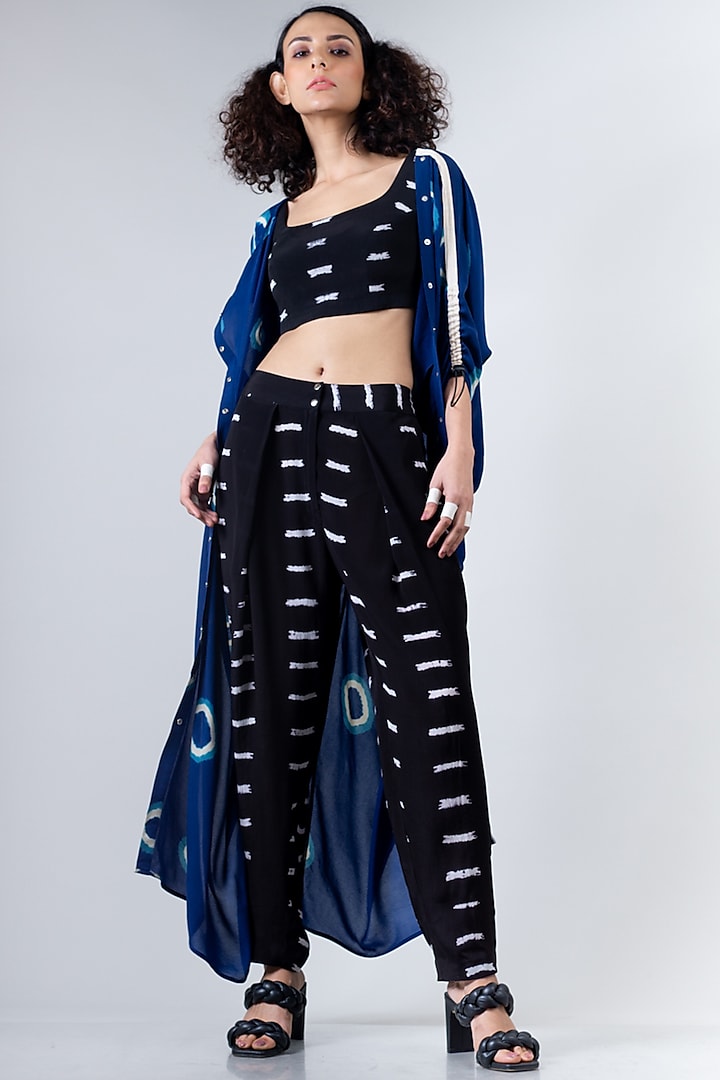 Black & Blue Tie-Dye Pants Set by Nupur Kanoi