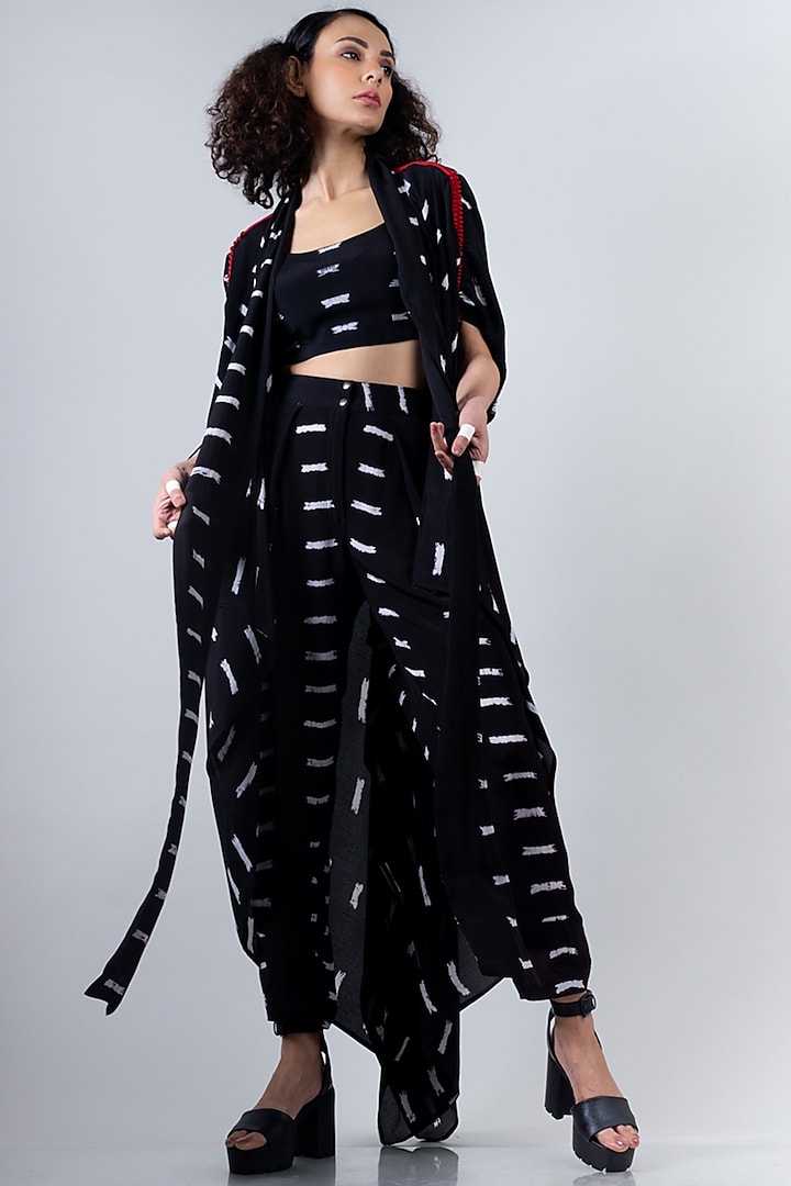 Black Tied & Dyed Tail Coat by Nupur Kanoi at Pernia's Pop Up Shop