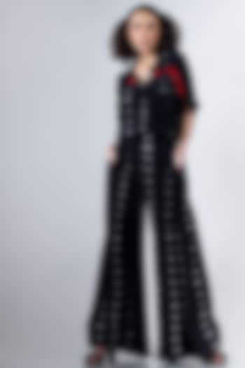 Black Tied & Dyed Gathered Jumpsuit by Nupur Kanoi