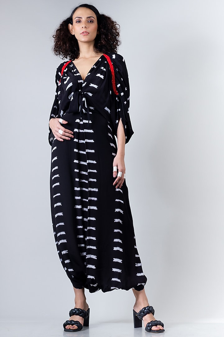 Black Tied & Dyed Knotted Jumpsuit by Nupur Kanoi