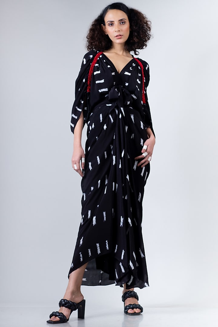 Black Knotted Tied & Dyed Dress by Nupur Kanoi