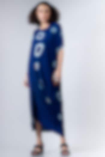 Blue Elasticated Cowl Jacket Set by Nupur Kanoi