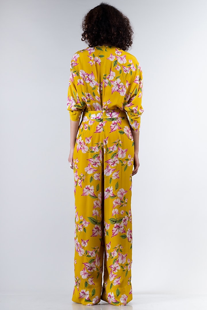 Yellow Printed Jumpsuit by Nupur Kanoi at Pernia's Pop Up Shop