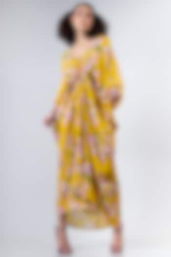 Yellow Floral Printed Dress by Nupur Kanoi