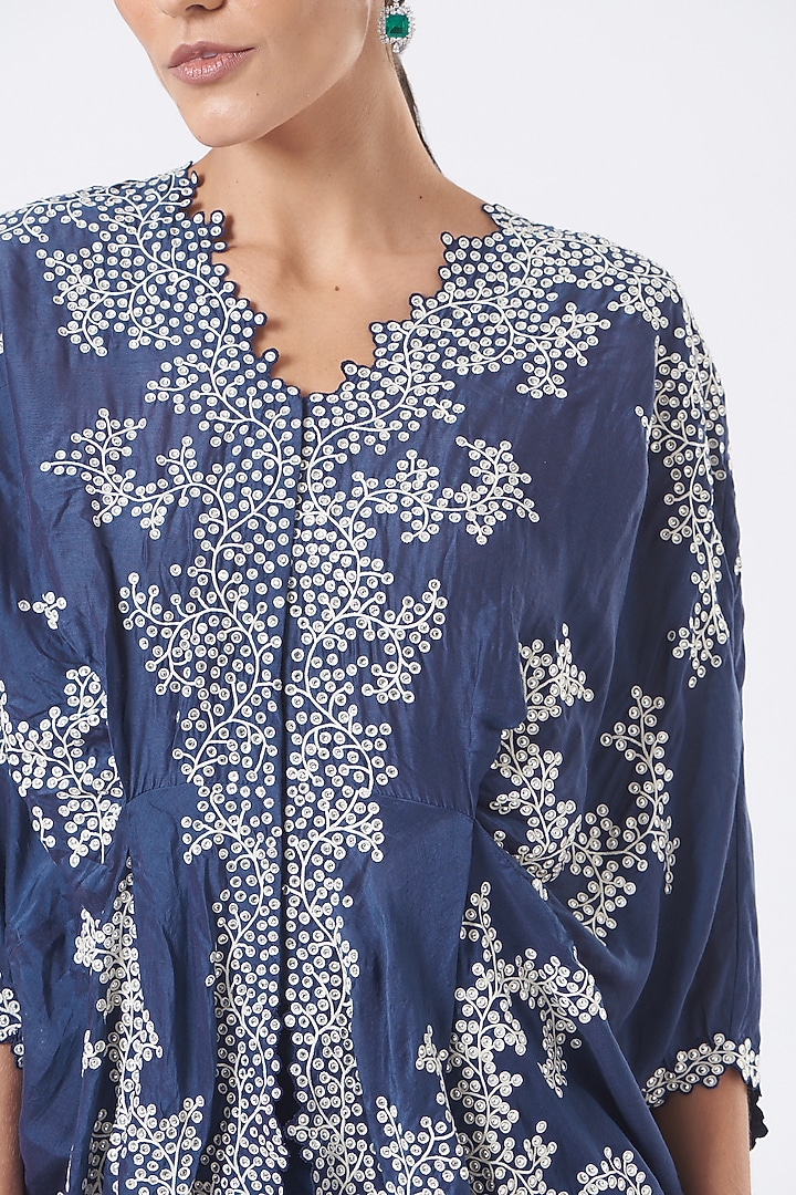 Blue Silk Embroidered Gharara Set by Nupur Kanoi at Pernia's Pop Up Shop