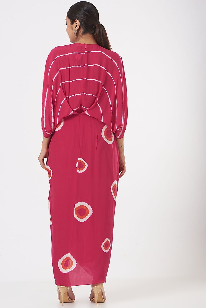 Red Bandhani Print Wrap Vacation Dress by Nupur Kanoi at Pernia's Pop Up Shop