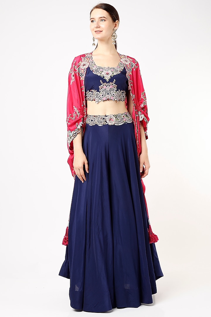 Blue Crepe Sharara Set by Nupur Kanoi