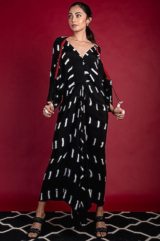 Black Printed Kaftan Dress by Nupur Kanoi