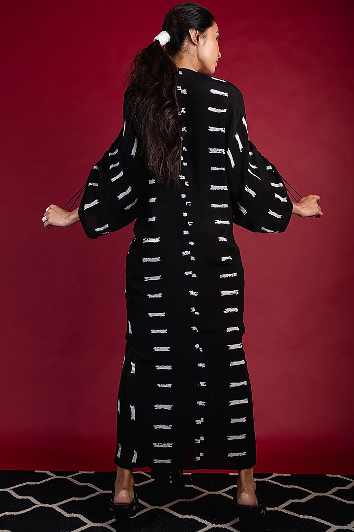 Black Printed Kaftan Vacation Dress by Nupur Kanoi at Pernia's Pop Up Shop