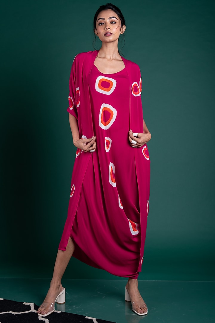 Rani Pink Printed Jacket Dress by Nupur Kanoi