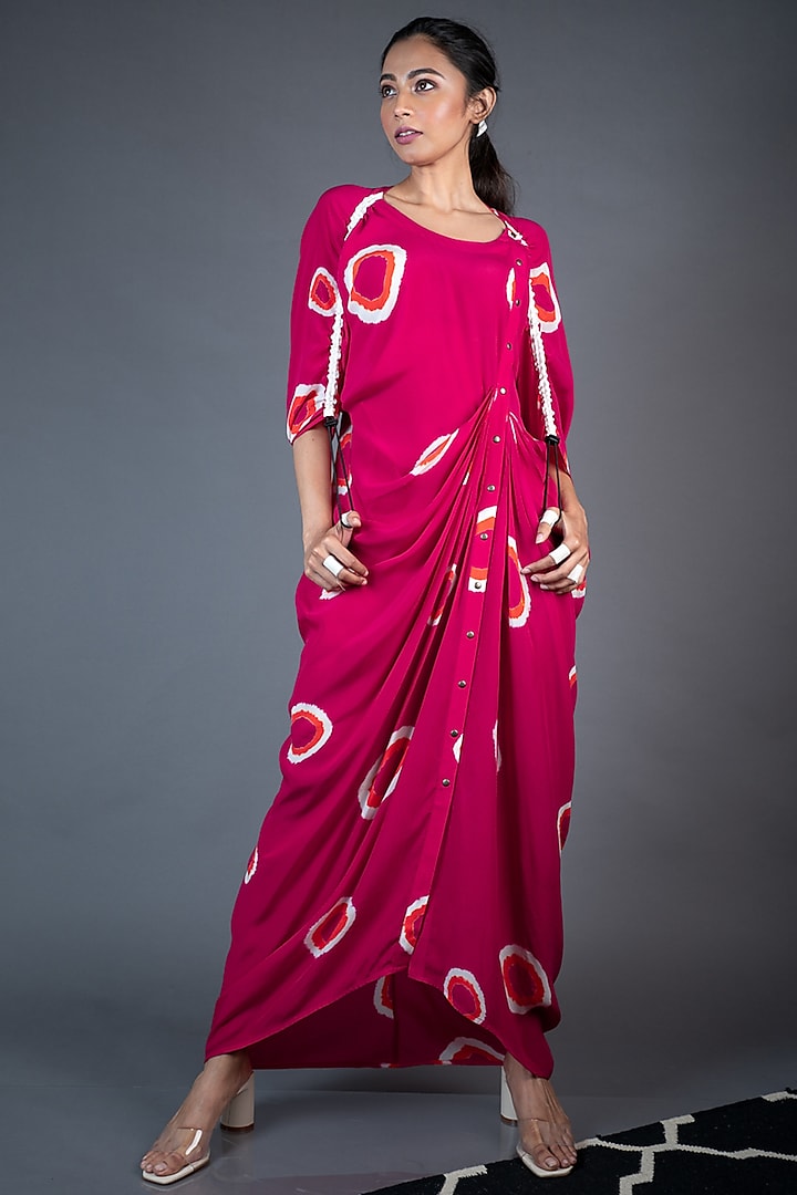 Rani Pink Printed Dress by Nupur Kanoi