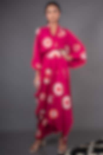 Rani Pink Printed Habutai Silk Dress by Nupur Kanoi