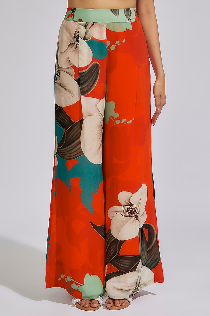 Tangerine Crepe Digital Printed Jacket Set by Nupur Kanoi at Pernia's Pop Up Shop