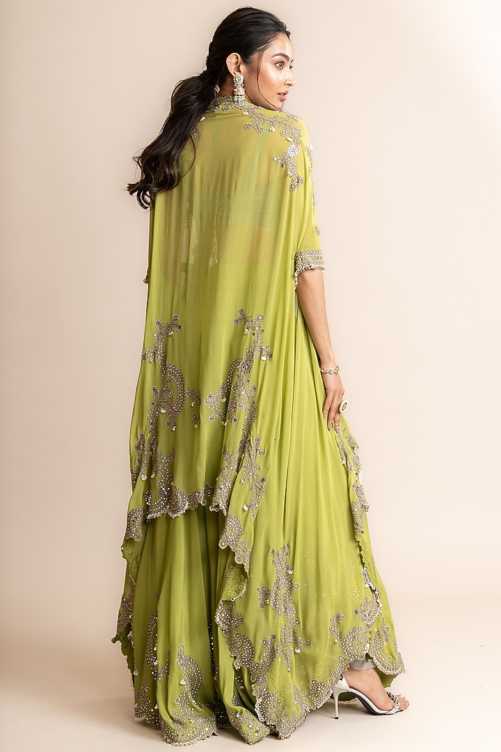 Pista Georgette Embroidered Cape Set by Nupur Kanoi at Pernia's Pop Up Shop