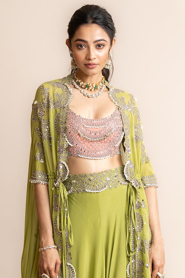Pista Georgette Embroidered Cape Set by Nupur Kanoi at Pernia's Pop Up Shop