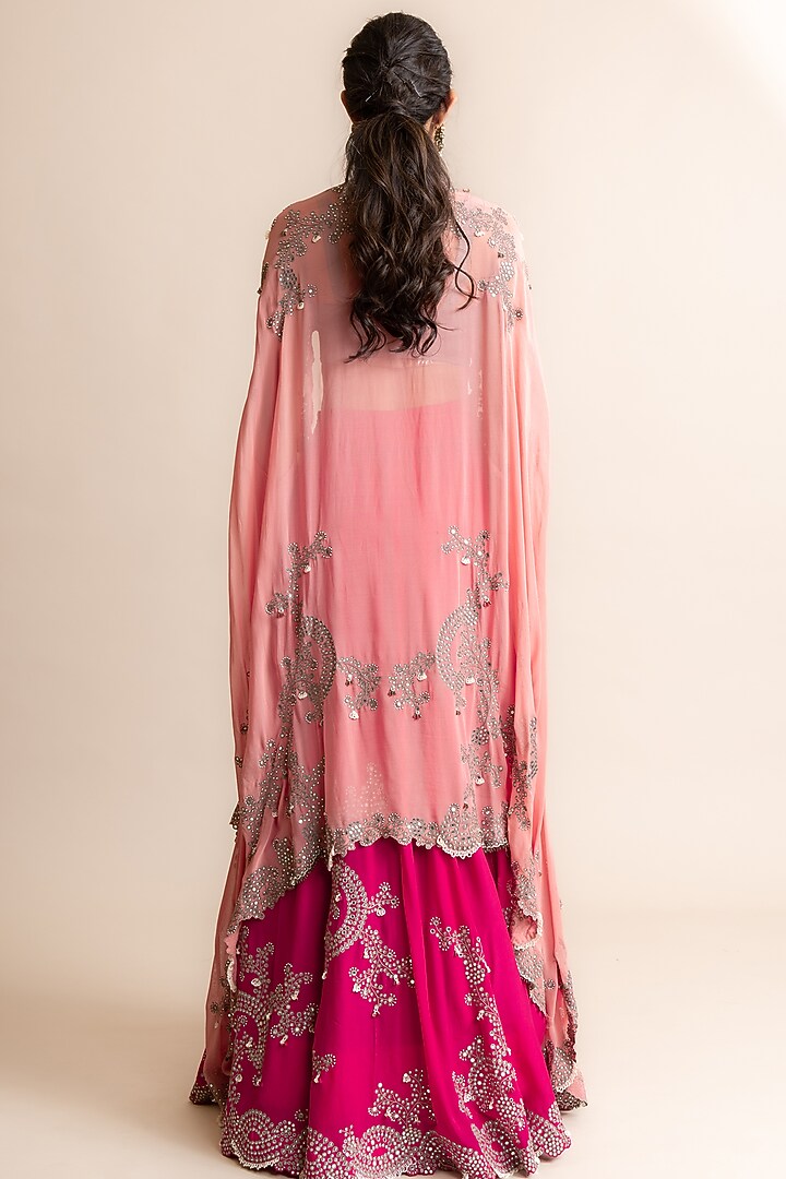 Fuchsia Silk Hand Embroidered Jacket Bridal Lehenga Set by Nupur Kanoi at Pernia's Pop Up Shop